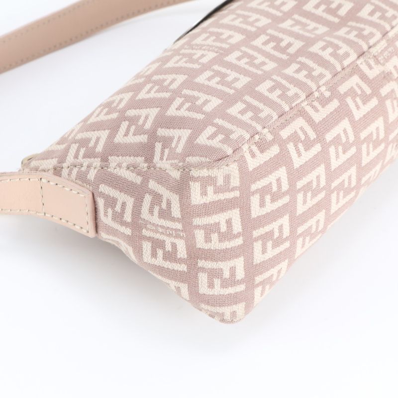 Fendi Zucchino Leather Canvas Shoulder Bag