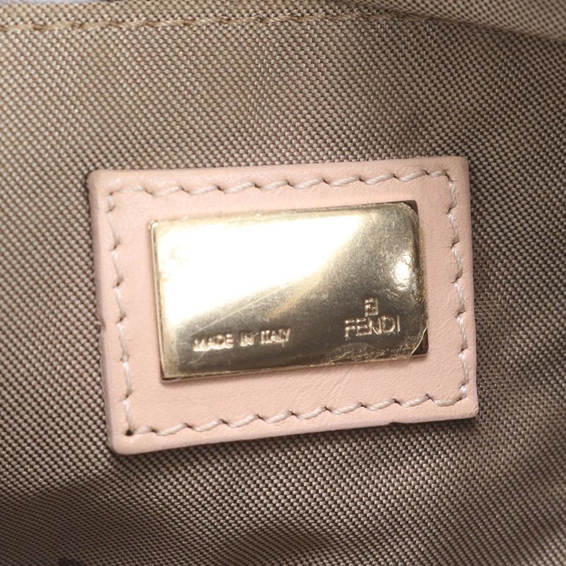 Fendi Zucchino Leather Canvas Shoulder Bag