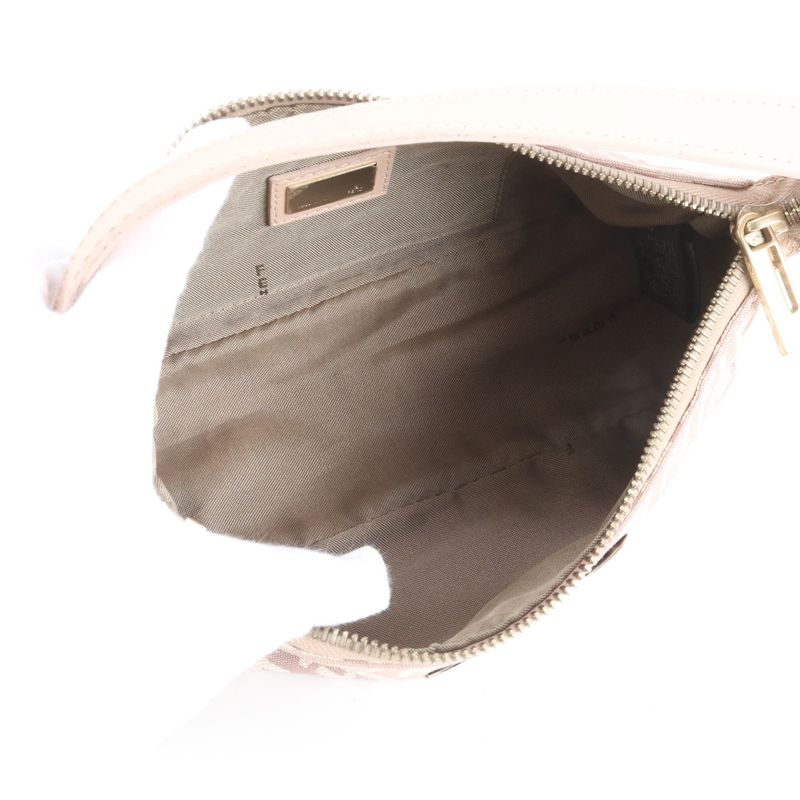 Fendi Zucchino Leather Canvas Shoulder Bag