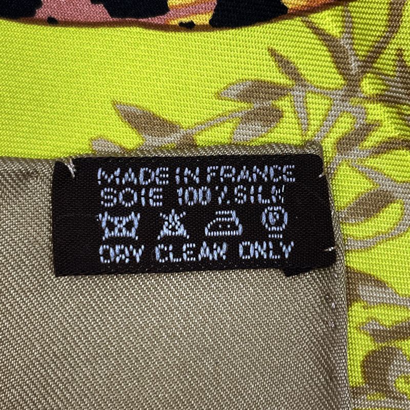 Hermes Carre 90 Tendresse Feline Wild Kindness Scarf Silk Brown Yellow