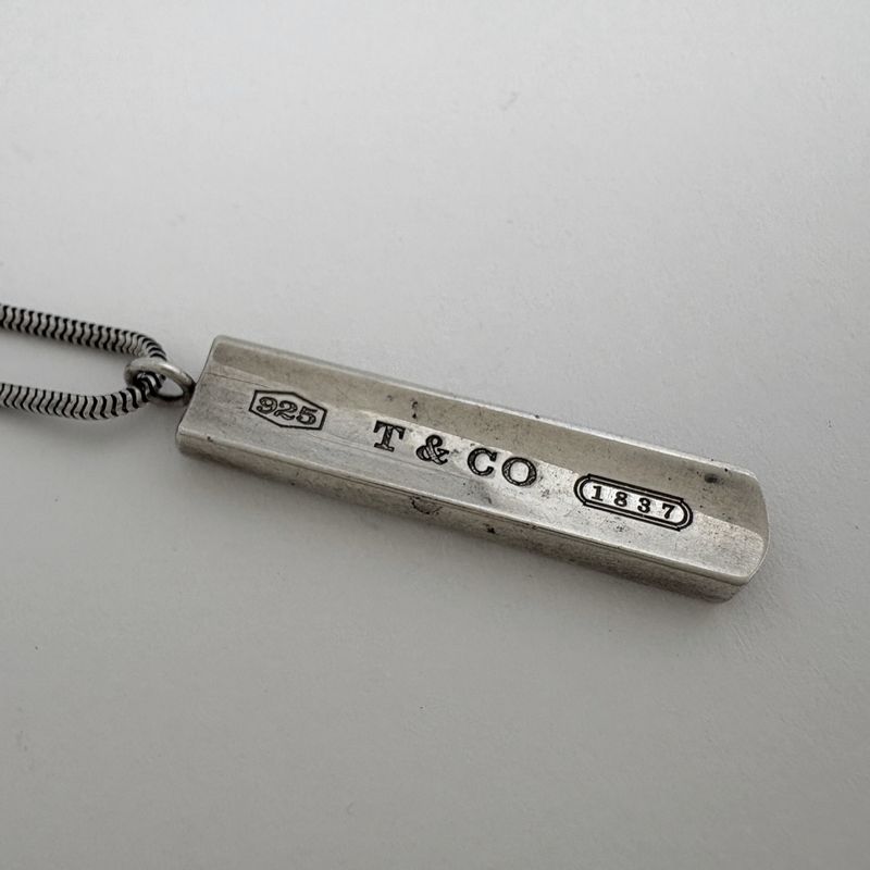 Tiffany & Co Narrow Bar Necklace Silver Wo