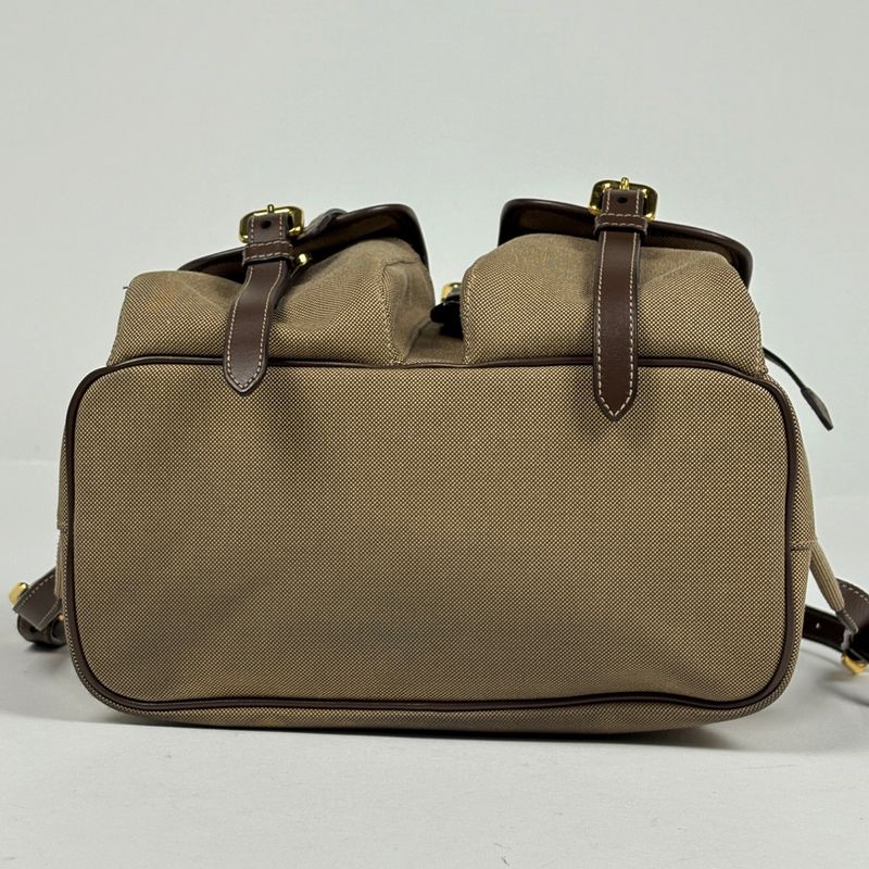 Prada Logo Jacade Backpack Canvas Beige Brown