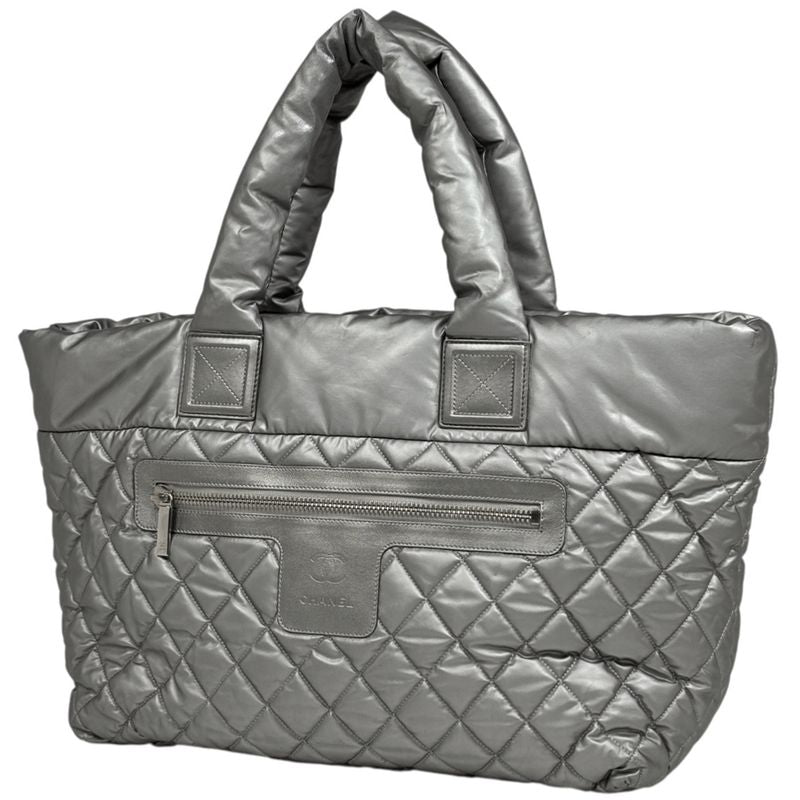 Chanel Coco Cocoon Tote CC Logo Nylon Silver