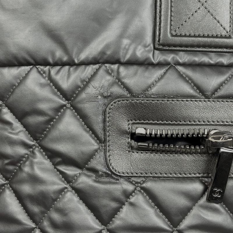 Chanel Coco Cocoon Tote CC Logo Nylon Silver