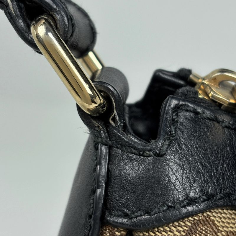 Gucci GG Pattern Ski Shoulder Bag Canvas Brown Black