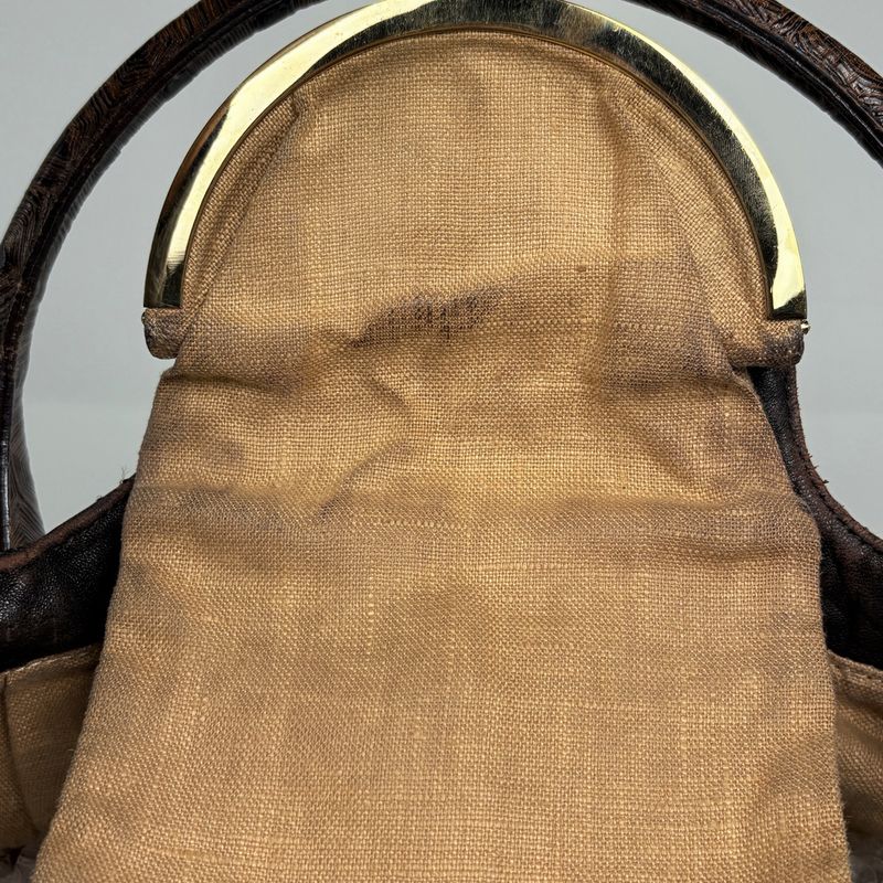 Fendi Zucca Pattern Spy Bag Handbag Canvas Dark Brown