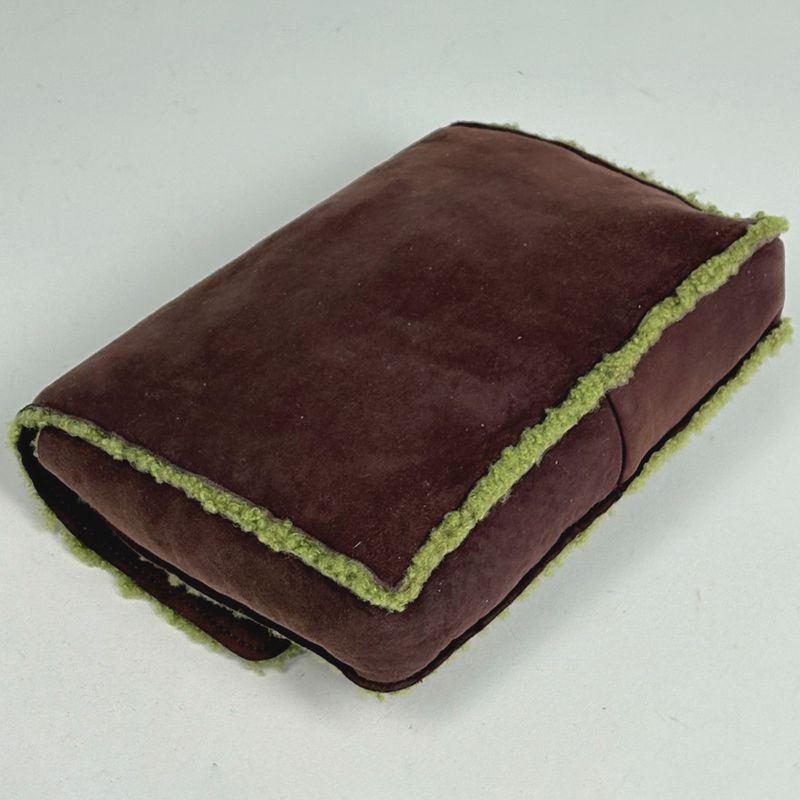 Chanel CC Logo Clutch Boa Pouch Mouton Brown Green