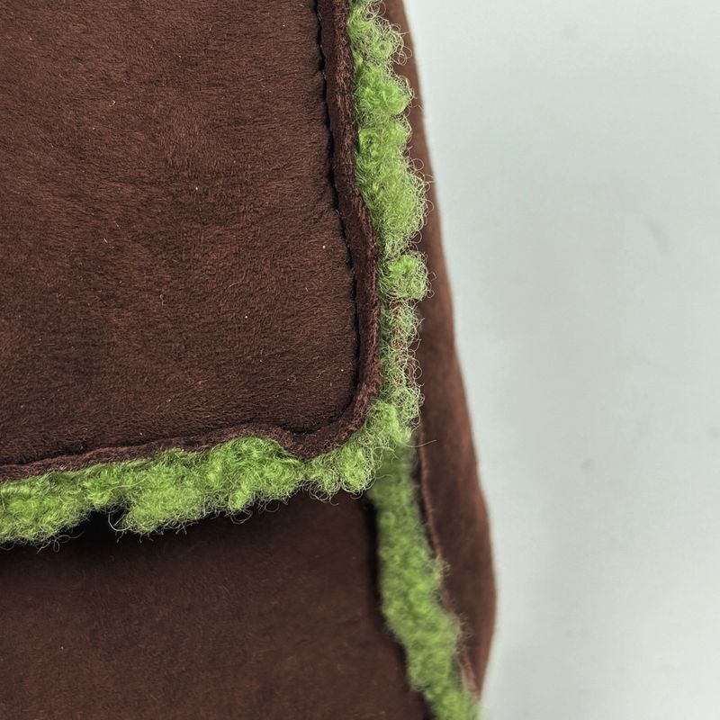 Chanel CC Logo Clutch Boa Pouch Mouton Brown Green