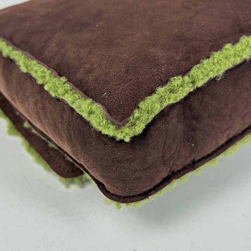 Chanel CC Logo Clutch Boa Pouch Mouton Brown Green