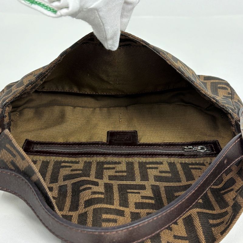 Fendi Zucca Pattern Mamma Baguette Shoulder Bag Canvas Black