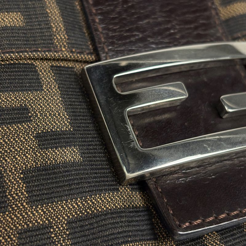 Fendi Zucca Pattern Mamma Baguette Shoulder Bag Canvas Black