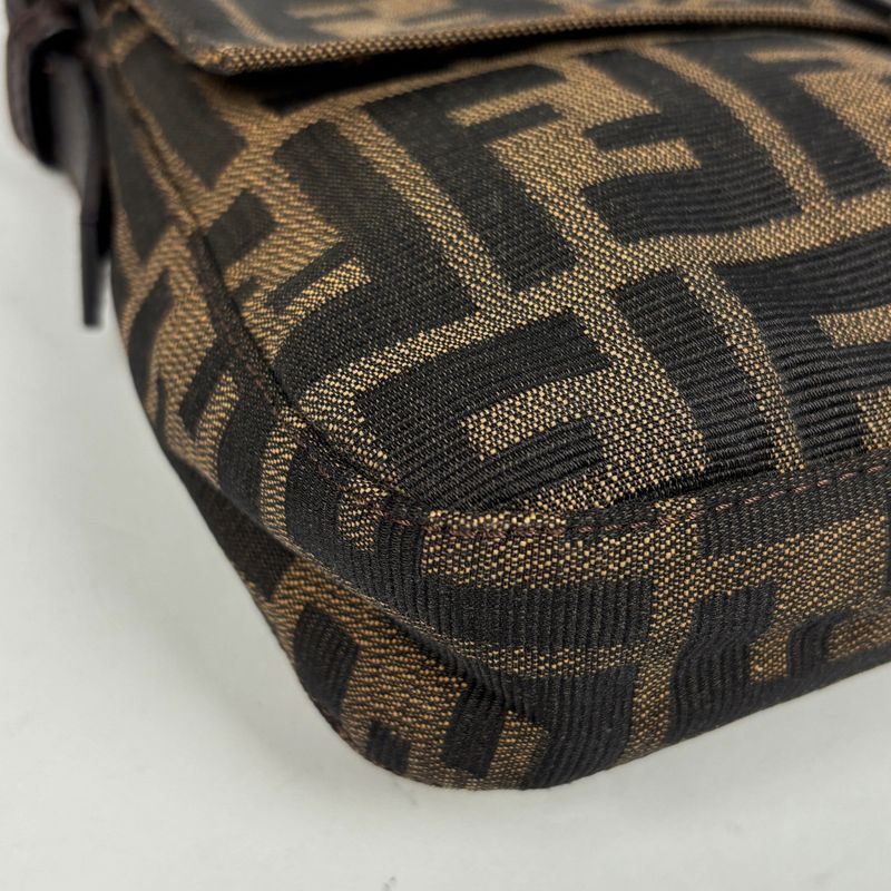 Fendi Zucca Pattern Mamma Baguette Shoulder Bag Canvas Black