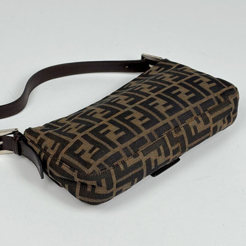 Fendi Zucca Pattern Mamma Baguette Shoulder Bag Canvas Black