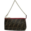 Fendi Zucca Pattern Pouch Chain Handbag Brown
