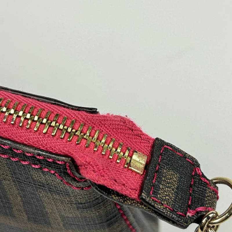 Fendi Zucca Pattern Pouch Chain Handbag Brown