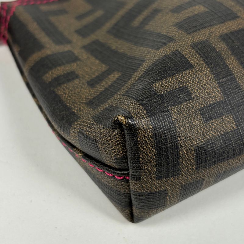 Fendi Zucca Pattern Pouch Chain Handbag Brown