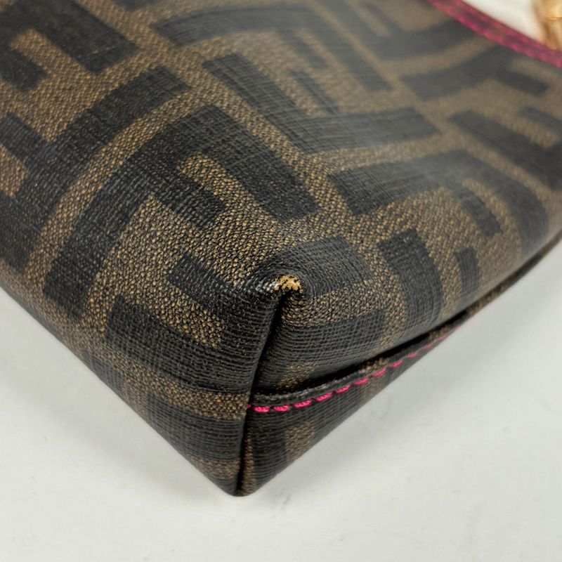 Fendi Zucca Pattern Pouch Chain Handbag Brown