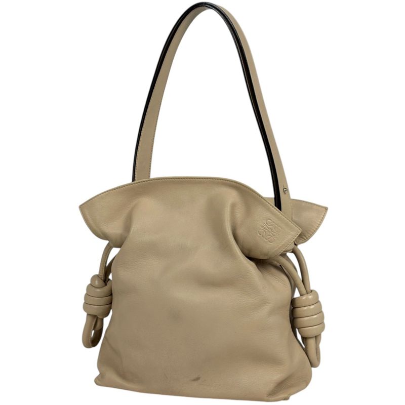 Loewe Flamenco Knot Shoulder Bag Anagram Leather Beige