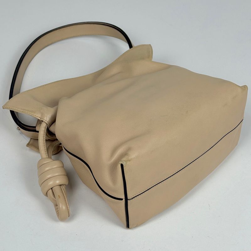 Loewe Flamenco Knot Shoulder Bag Anagram Leather Beige