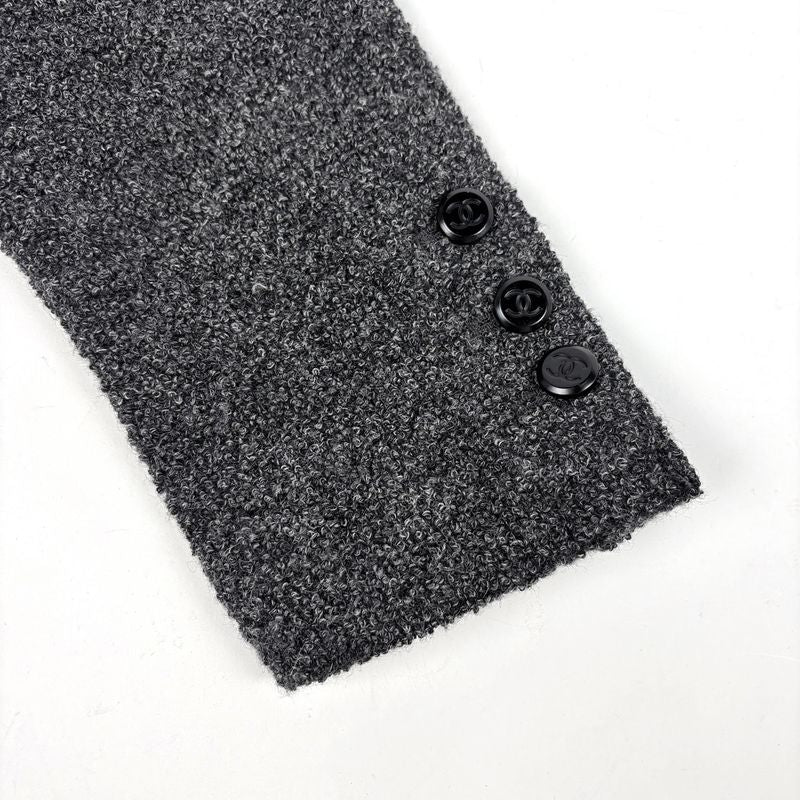 Chanel CC Logo Button Collarless Jacket Jackets Wool Alpaca