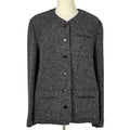 Chanel CC Logo Button Collarless Jacket Jackets Wool Alpaca