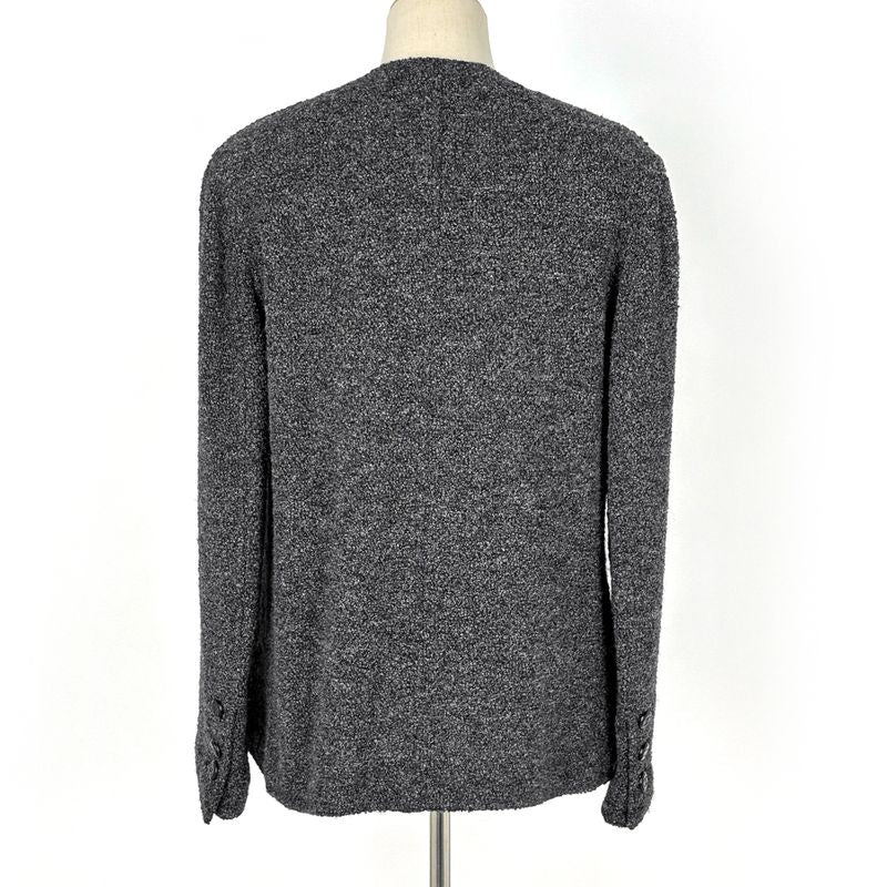 Chanel CC Logo Button Collarless Jacket Jackets Wool Alpaca