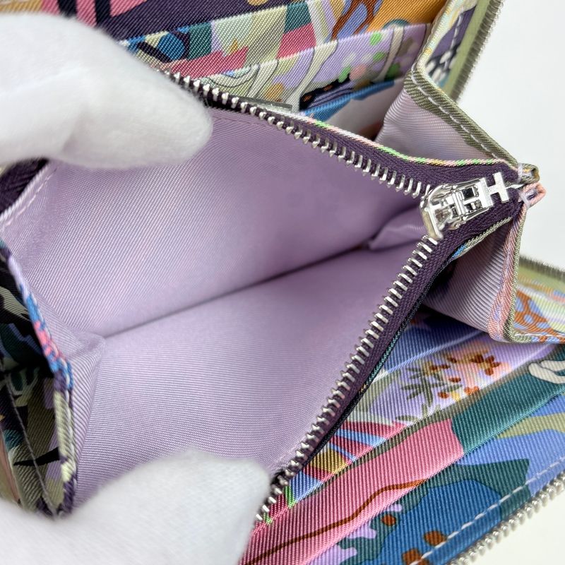 Hermes Azap Silk in Compact Zip Around Scarf Bifold Wallet Veau Veil Verfiz