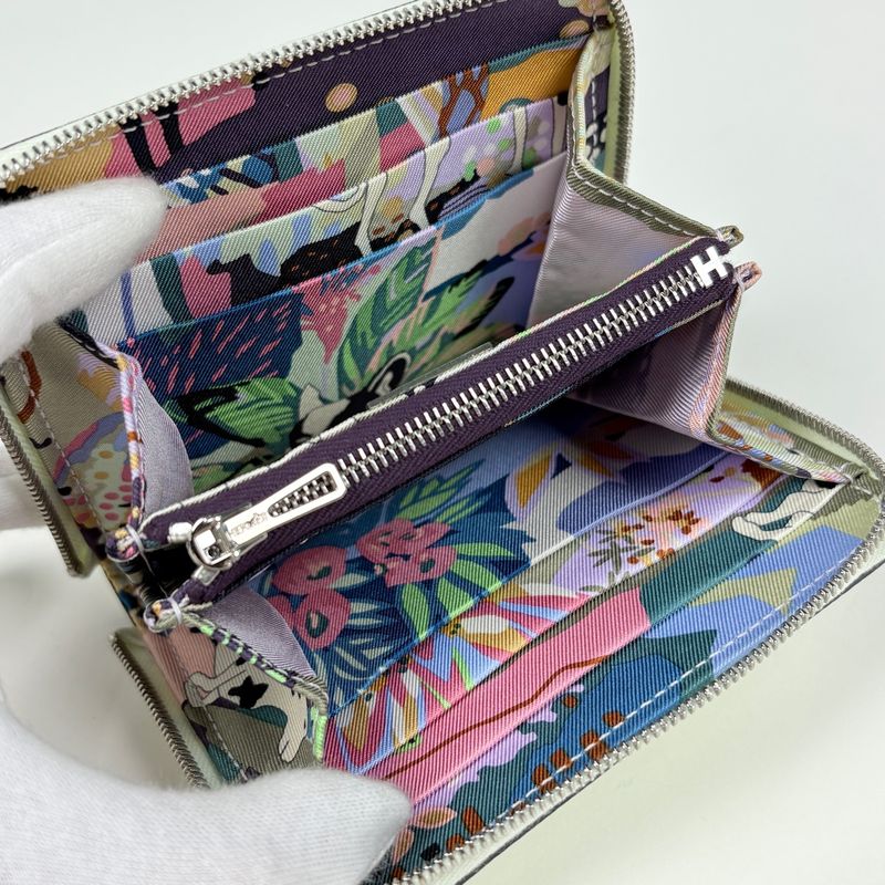 Hermes Azap Silk in Compact Zip Around Scarf Bifold Wallet Veau Veil Verfiz