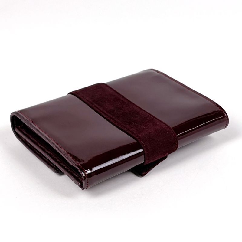 Cartier Trinity Trifold Wallet Billfold Coin Purse Enamel Bordeaux