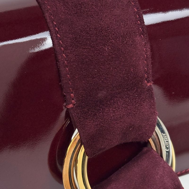 Cartier Trinity Trifold Wallet Billfold Coin Purse Enamel Bordeaux