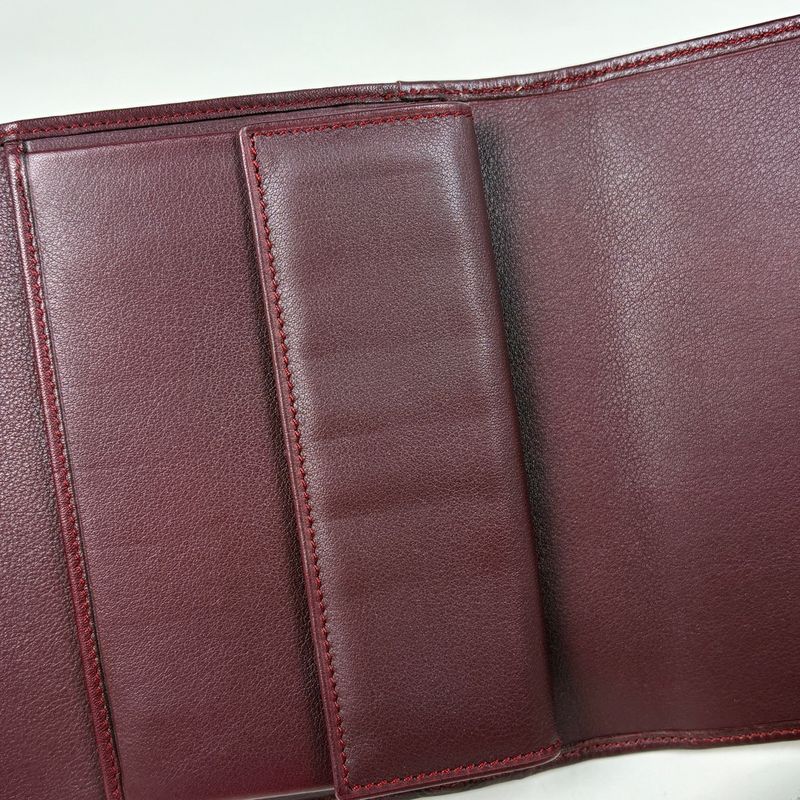 Cartier Trinity Trifold Wallet Billfold Coin Purse Enamel Bordeaux