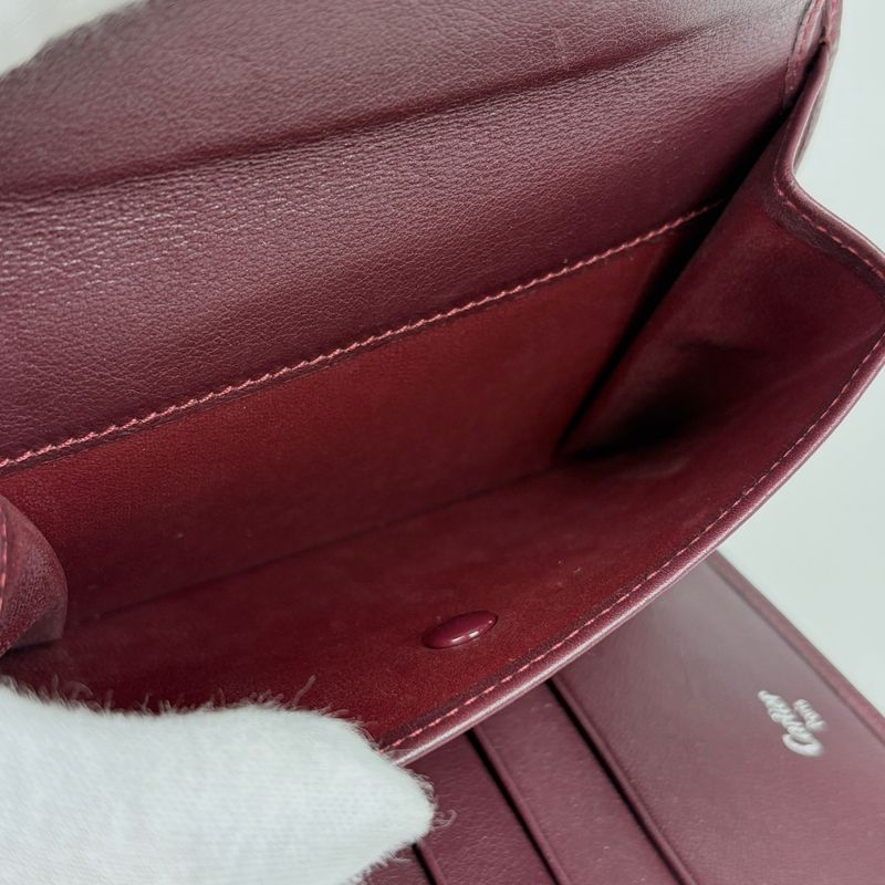 Cartier Trinity Trifold Wallet Billfold Coin Purse Enamel Bordeaux