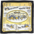 Hermes Carre 90 the Bull & Mouth Regents Circus Piccadilly Mail Scarf Black Multi-color