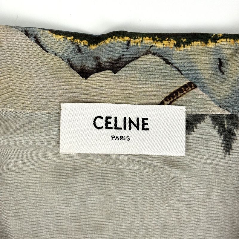 Celine Print Pajamas Hibiscus Top Long Sleeve Shirt Rayon Green Orange Multicolor