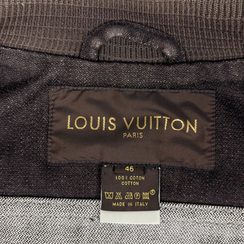 Louis Vuitton Logo Button Zip Up Jacket Denim High