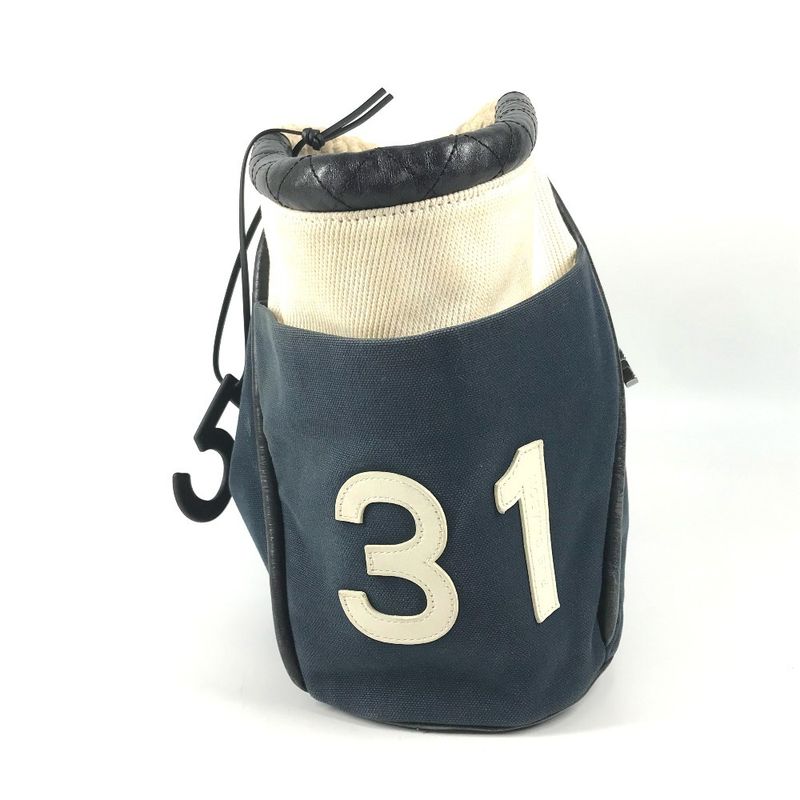 Chanel Handbag Rope Handle No5 Canvas Navy White