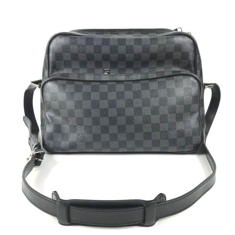 Louis Vuitton Shoulder Bag Io Damier Graphite Canvas Black