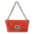 Chanel Shoulder Bag Logo Patent Leather Red Orange Red-orange