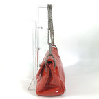 Chanel Shoulder Bag Logo Patent Leather Red Orange Red-orange