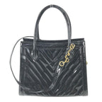 Chanel Shoulder Bag Stitch 2-Way Coco Ball CC Logo Patent Black