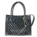 Chanel Shoulder Bag Stitch 2-Way Coco Ball CC Logo Patent Black