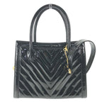 Chanel Shoulder Bag Stitch 2-Way Coco Ball CC Logo Patent Black