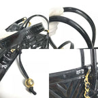 Chanel Shoulder Bag Stitch 2-Way Coco Ball CC Logo Patent Black