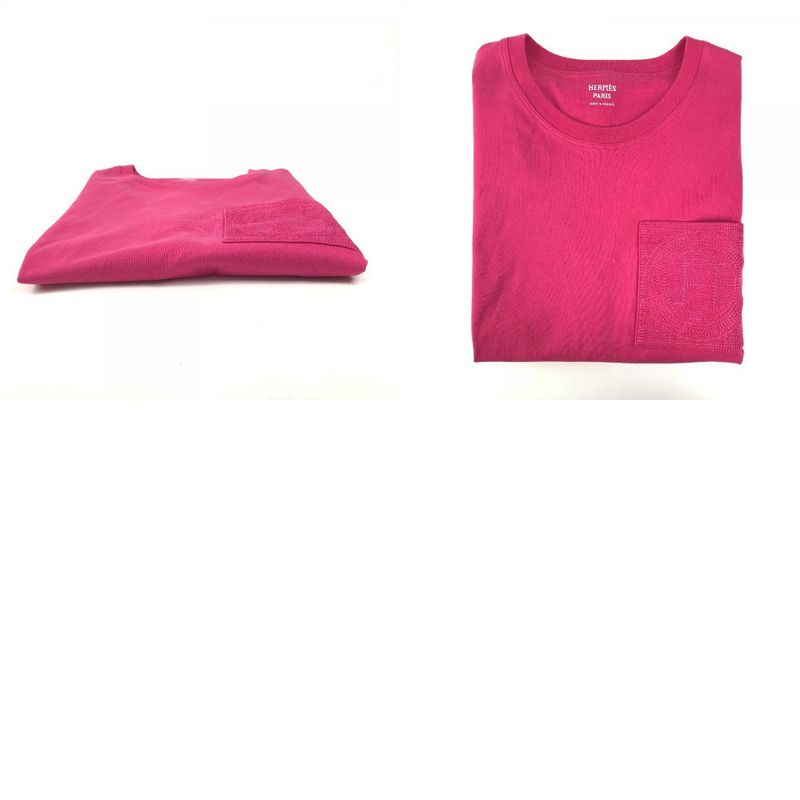 Hermes Dress Embroidered Mosaic Logo Pocket Cotton Pink