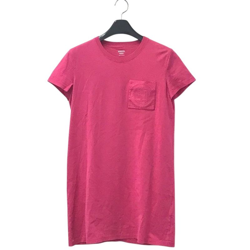 Hermes Dress Embroidered Mosaic Logo Pocket Cotton Pink