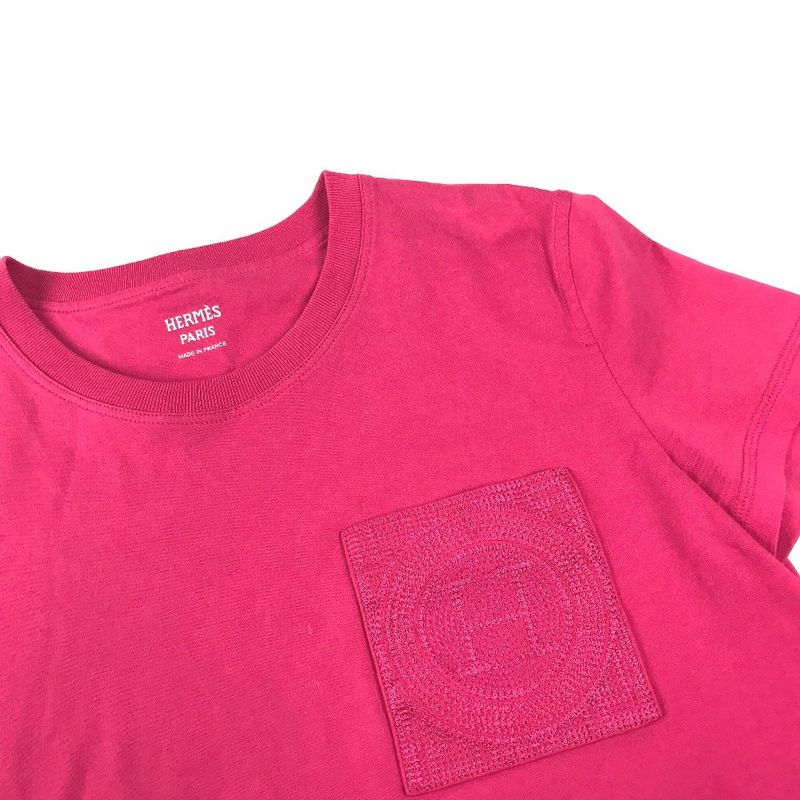 Hermes Dress Embroidered Mosaic Logo Pocket Cotton Pink