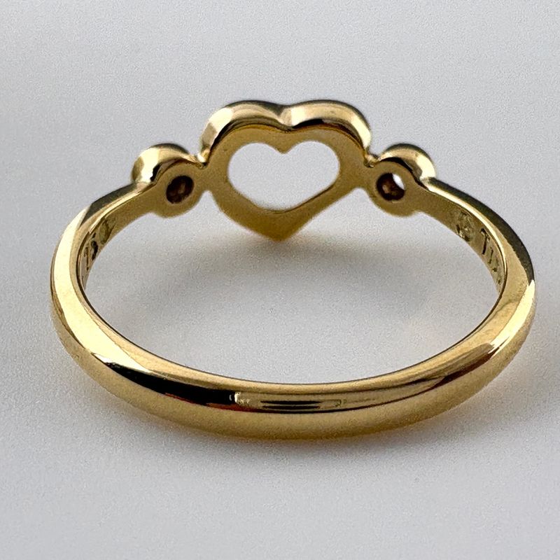 Tiffany & Co Open Heart Diamond Ring YG Yellow Gold Pave