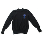 Dior Vintage Knit Sweater Long Sleeve Mock Neck Crest Embroidery Top