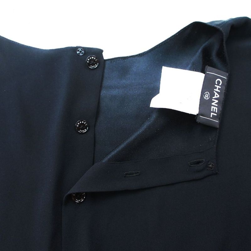 Chanel Silk Blouse Shirt Sleeveless Back Button 38