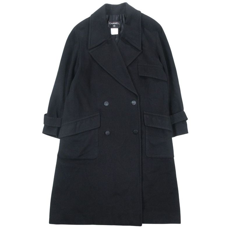 Chanel Vintage Cashmere Long Coat Jacket Double Breasted 38